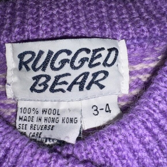 Rugged Bear Child's Cardigan Sweater purple and white size 3-4 - Picture 3 of 3
